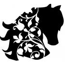 Stencil Schablone Pferdekopf mit Ranke